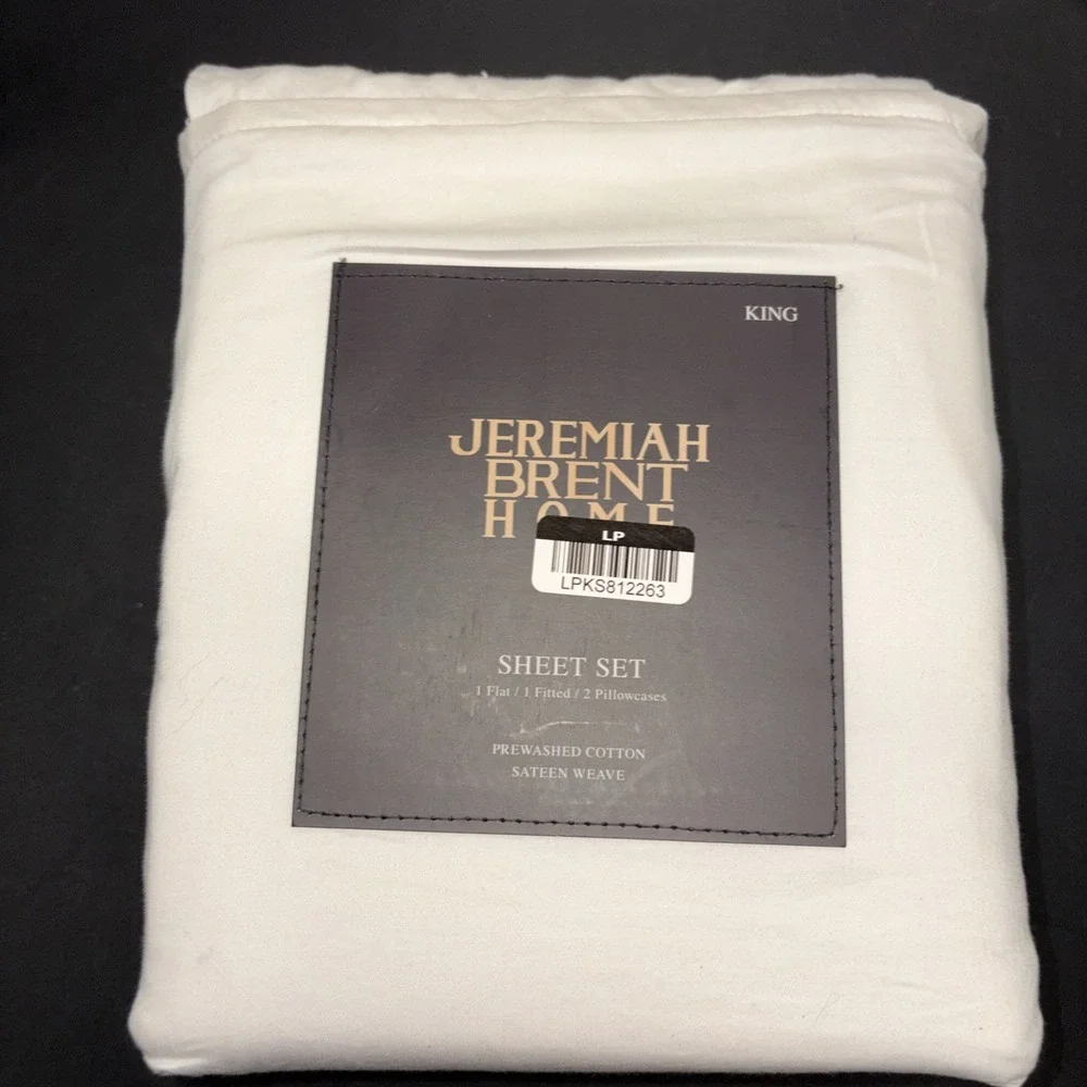 Jeremiah Brent Home Cotton Sateen Weave  4 Piece Sheet Set Size King 20730